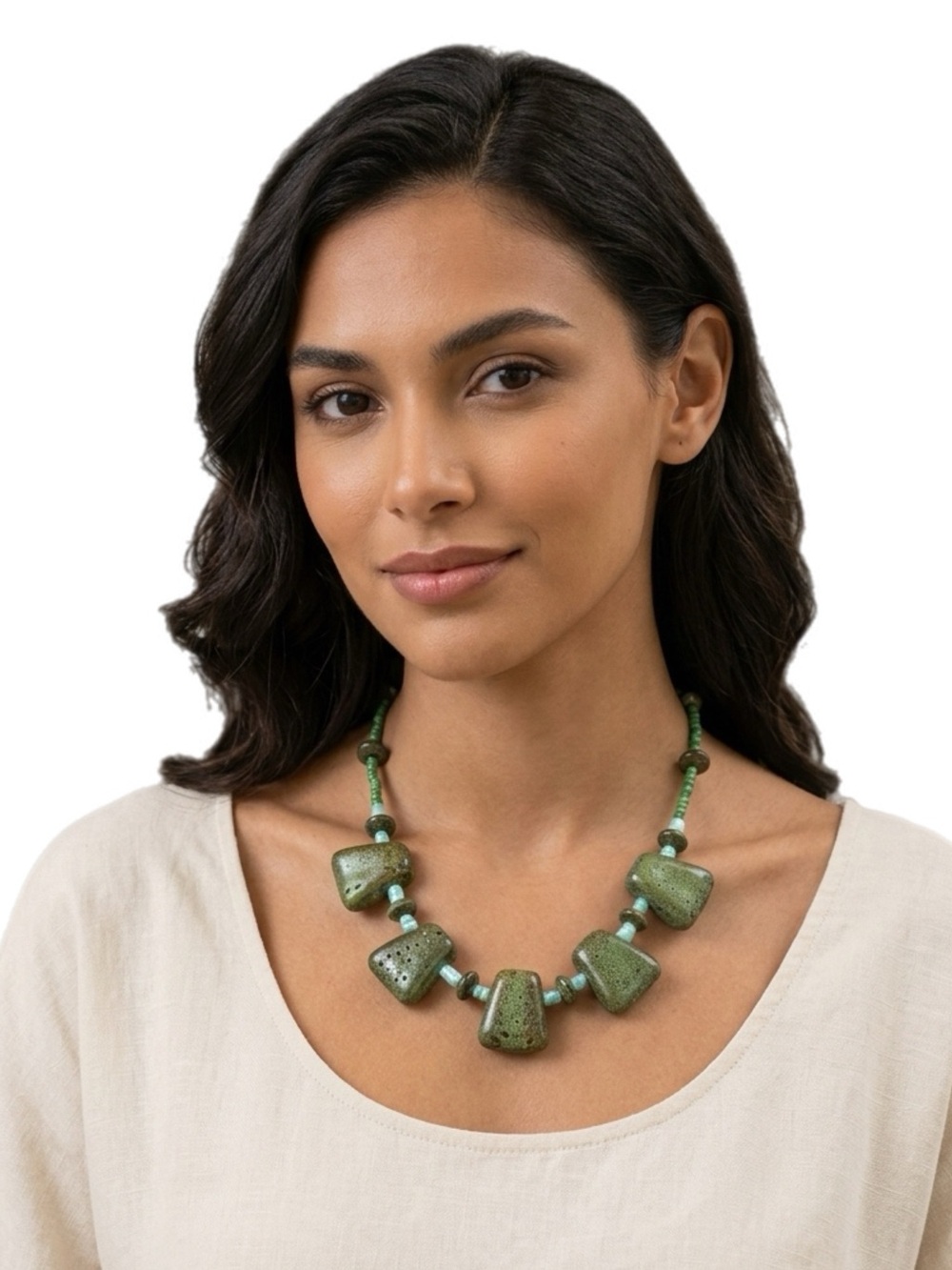 Textured Green Statement Necklace